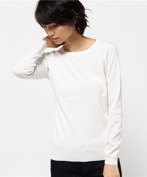 RIVE DROITE（リヴドロワ）の「コットン総針KN（ニット/セーター・レディース・アイボリー/グレー/ネイビー/オフホワイト・FREE）」の3枚目の写真