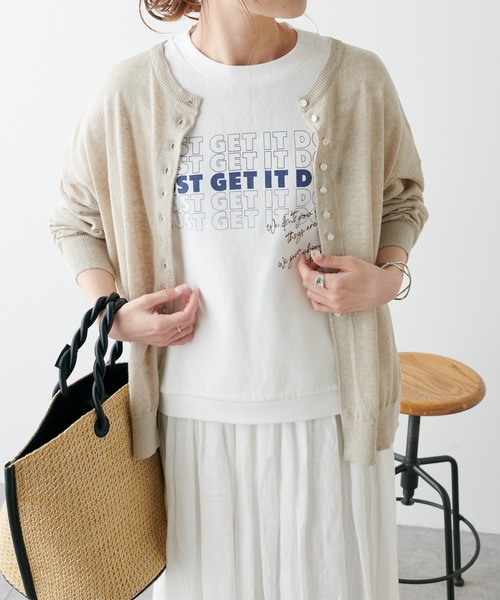 PUAL CE CIN（ピュアルセシン）の「フランダースリネンカーディガン（カーディガン/ボレロ・レディース・ブラック/ナチュラル/グリーン/ブルー/ピンク・FREE）」の3枚目の写真