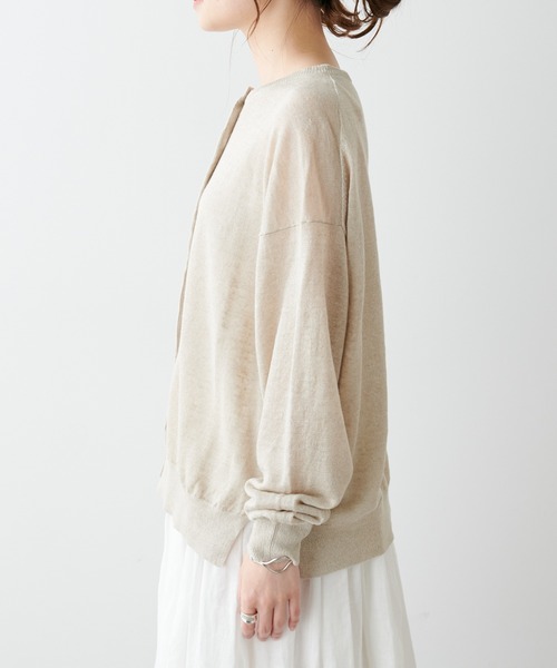 PUAL CE CIN（ピュアルセシン）の「フランダースリネンカーディガン（カーディガン/ボレロ・レディース・ブラック/ナチュラル/グリーン/ブルー/ピンク・FREE）」の11枚目の写真