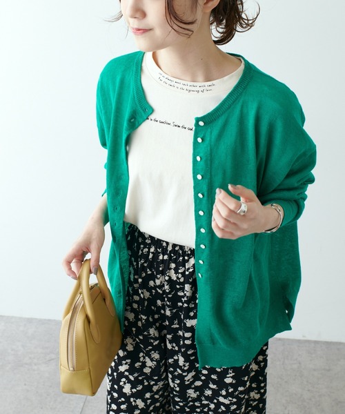 PUAL CE CIN（ピュアルセシン）の「フランダースリネンカーディガン（カーディガン/ボレロ・レディース・ブラック/ナチュラル/グリーン/ブルー/ピンク・FREE）」の13枚目の写真