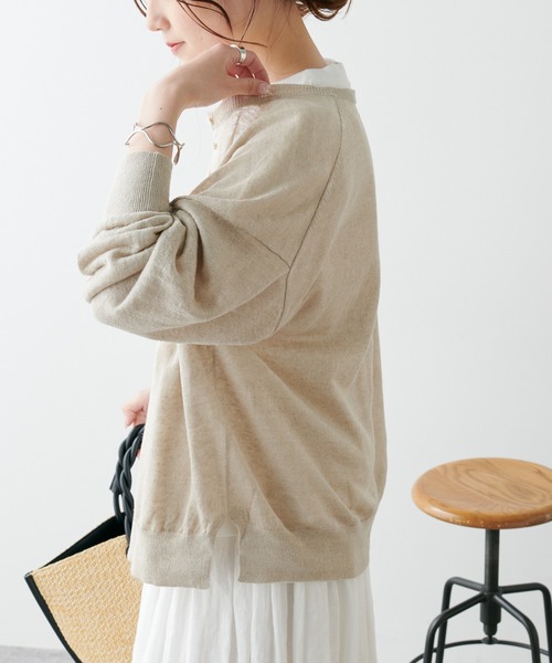 PUAL CE CIN（ピュアルセシン）の「フランダースリネンカーディガン（カーディガン/ボレロ・レディース・ブラック/ナチュラル/グリーン/ブルー/ピンク・FREE）」の22枚目の写真