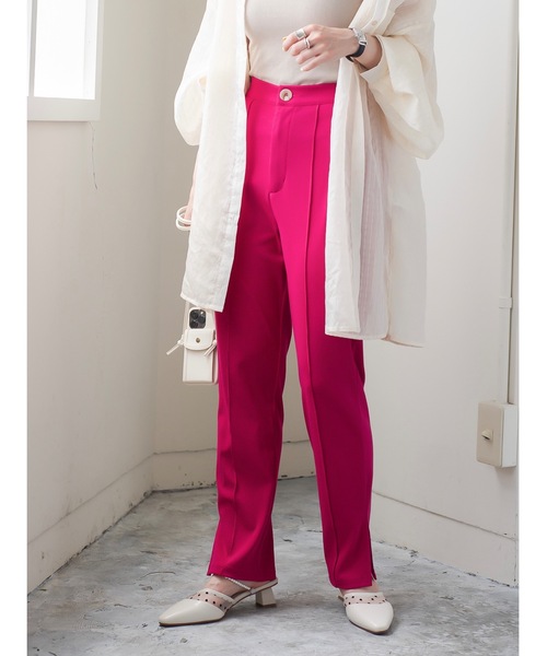 JUMELLE（ジュメロ）の「ストレッチカラーパンツ（スラックス・レディース・ブラック/グリーン/ピンク・SMALL/MEDIUM）」の3枚目の写真