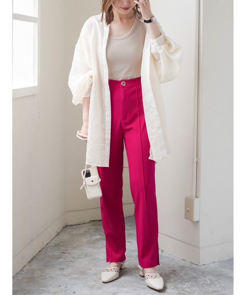 JUMELLE（ジュメロ）の「ストレッチカラーパンツ（スラックス・レディース・ブラック/グリーン/ピンク・SMALL/MEDIUM）」の7枚目の写真