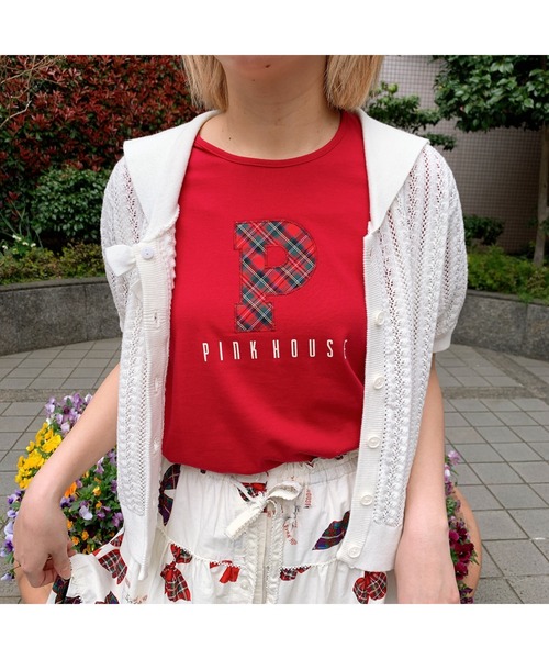 PINK HOUSE(ピンクハウス)の「Pロゴアップリケ付きカットソー(Tシャツ/カットソー・レディース・ネイビー/レッド/オフホワイト/ブラック・MEDIUM/LARGE)」の6枚目の写真
