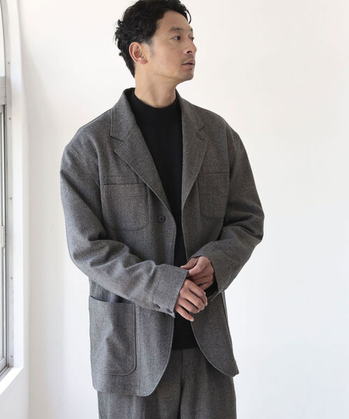 B:MING by BEAMS(ビーミングバイビームス)の「UNIVERSAL OVERALL × B:MING by BEAMS / 別注 CITY DWELLERS ウールライク ジャケット (セットアップ対応)(セットアップ・メンズ・グレー/インディゴブルー・MEDIUM/LARGE)」の15枚目の写真