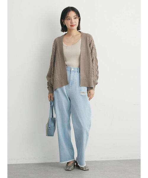 Green　Parks（グリーンパークス）の「・ELENCARE DUE ダメージセミワイドデニム（デニムパンツ・レディース・サックスブルー/ブルー・M/L）」の12枚目の写真