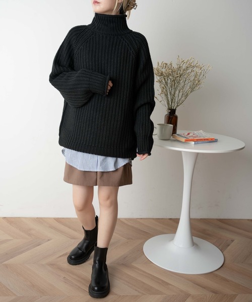 WEGO（ウィゴー）の「WEGO/チャンキータートルBIGセーター（ニット/セーター・レディース・イエロー/ブラック/オレンジ/ライトブラウン/ホワイト・FREE）」の6枚目の写真