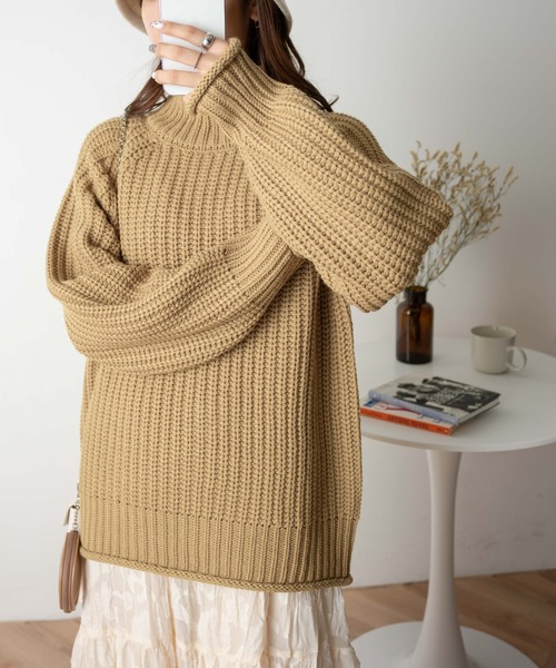 WEGO（ウィゴー）の「WEGO/チャンキータートルBIGセーター（ニット/セーター・レディース・イエロー/ブラック/オレンジ/ライトブラウン/ホワイト・FREE）」の13枚目の写真