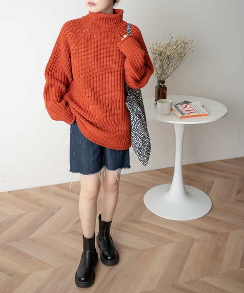 WEGO（ウィゴー）の「WEGO/チャンキータートルBIGセーター（ニット/セーター・レディース・イエロー/ブラック/オレンジ/ライトブラウン/ホワイト・FREE）」の9枚目の写真