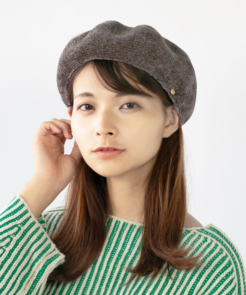 14+(イチヨンプラス)の「モールポコポコベレー(ハンチング/ベレー帽・レディース・ブラウン/ベージュ/オレンジ/ブラック/グレイッシュベージュ・FREE)」の4枚目の写真
