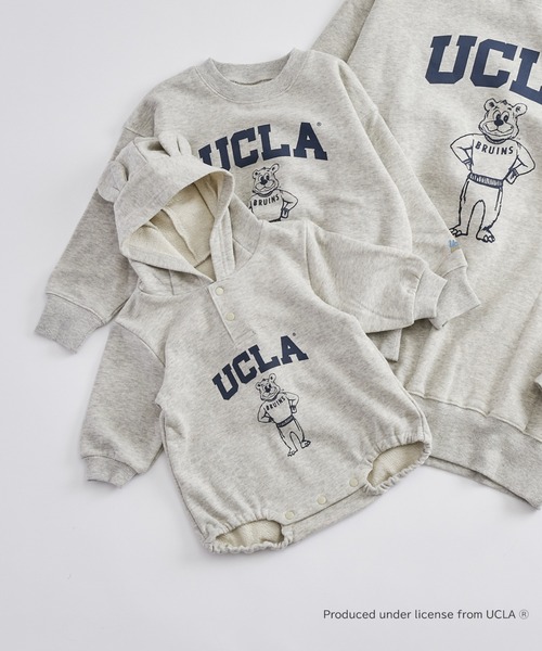 UCLA（ユーシーエルエー）の「【KIDS】【UCLA/ユーシーエルエー】TYPY別注BABYプリントスウェットロンパース（ロンパース・キッズ・チャコールグレー/アイボリー・80）」の2枚目の写真