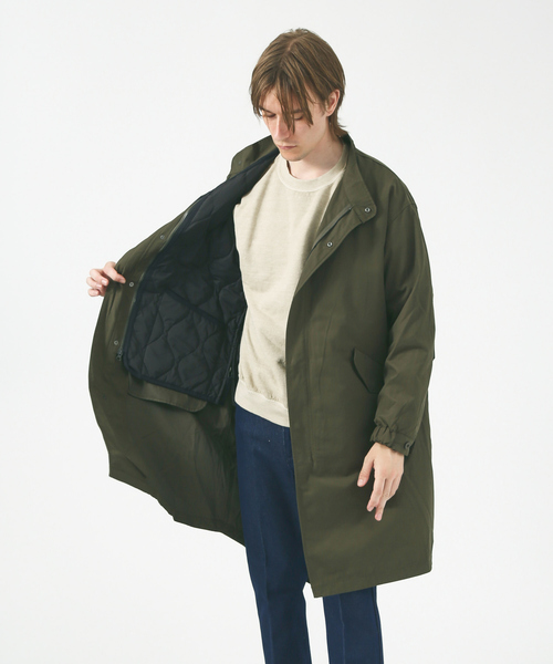 TAION(タイオン)の「TAION MODS COAT(+MILITARY DOWN JACKET)TAION-CR15ML-LONG +101ZML-1/モッズコート /ミリタリー /ライナーキルティング(ステンカラーコート・メンズ・ブラック/カーキ・M/L/XL)」の3枚目の写真