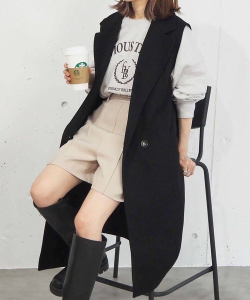 tiptop（ティップトップ）の「フェイクウールチェスターロングベスト（その他アウター・レディース・アイボリー/ブラック/ベージュ・FREE）」の8枚目の写真