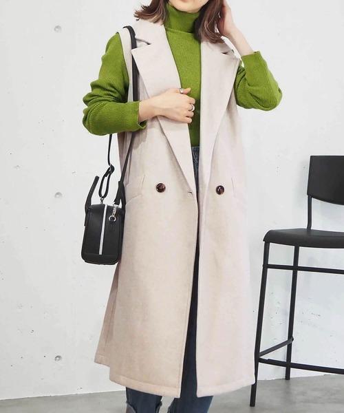 tiptop（ティップトップ）の「フェイクウールチェスターロングベスト（その他アウター・レディース・アイボリー/ブラック/ベージュ・FREE）」の4枚目の写真