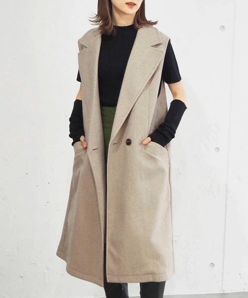 tiptop（ティップトップ）の「フェイクウールチェスターロングベスト（その他アウター・レディース・アイボリー/ブラック/ベージュ・FREE）」の12枚目の写真