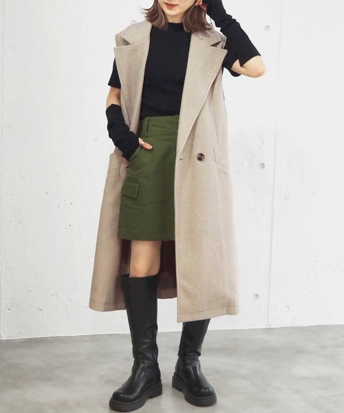 tiptop（ティップトップ）の「フェイクウールチェスターロングベスト（その他アウター・レディース・アイボリー/ブラック/ベージュ・FREE）」の13枚目の写真