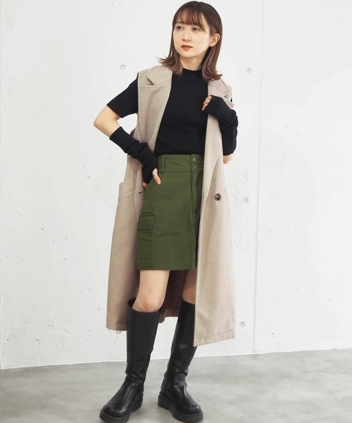 tiptop（ティップトップ）の「フェイクウールチェスターロングベスト（その他アウター・レディース・アイボリー/ブラック/ベージュ・FREE）」の14枚目の写真