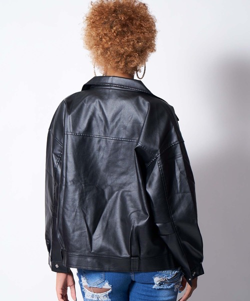 babyShoop（ベイビーシュープ）の「フェイクレザーライダースジャケット（ライダースジャケット・レディース・ブラック/ホワイト・FREE）」の11枚目の写真