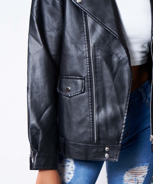 babyShoop（ベイビーシュープ）の「フェイクレザーライダースジャケット（ライダースジャケット・レディース・ブラック/ホワイト・FREE）」の15枚目の写真