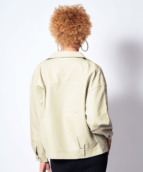 babyShoop（ベイビーシュープ）の「フェイクレザーライダースジャケット（ライダースジャケット・レディース・ブラック/ホワイト・FREE）」の6枚目の写真