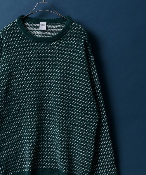 Bird's Eye Total Pattern Chenille Knit Pullover/バーズアイ柄 モールニット プルオーバー