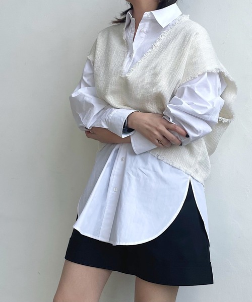 PAGEBOY（ページボーイ）の「ツイードベストSET（その他トップス・レディース・ブラック/オフホワイト・FREE）」の2枚目の写真