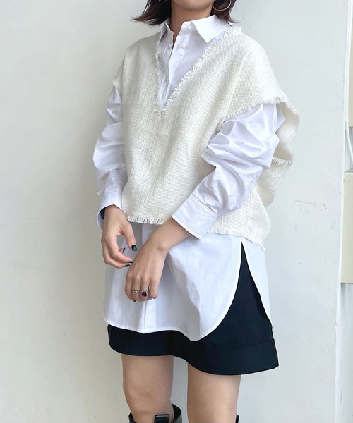 PAGEBOY（ページボーイ）の「ツイードベストSET（その他トップス・レディース・ブラック/オフホワイト・FREE）」の3枚目の写真