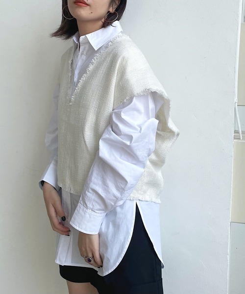 PAGEBOY（ページボーイ）の「ツイードベストSET（その他トップス・レディース・ブラック/オフホワイト・FREE）」の6枚目の写真