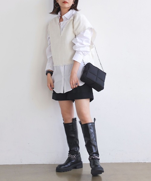 PAGEBOY（ページボーイ）の「ツイードベストSET（その他トップス・レディース・ブラック/オフホワイト・FREE）」の7枚目の写真