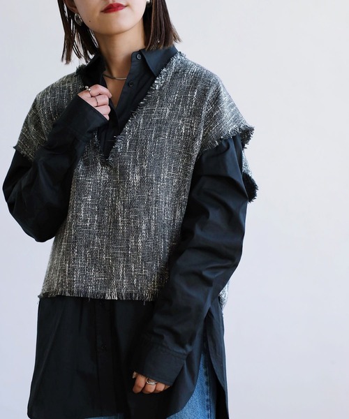 PAGEBOY（ページボーイ）の「ツイードベストSET（その他トップス・レディース・ブラック/オフホワイト・FREE）」の9枚目の写真