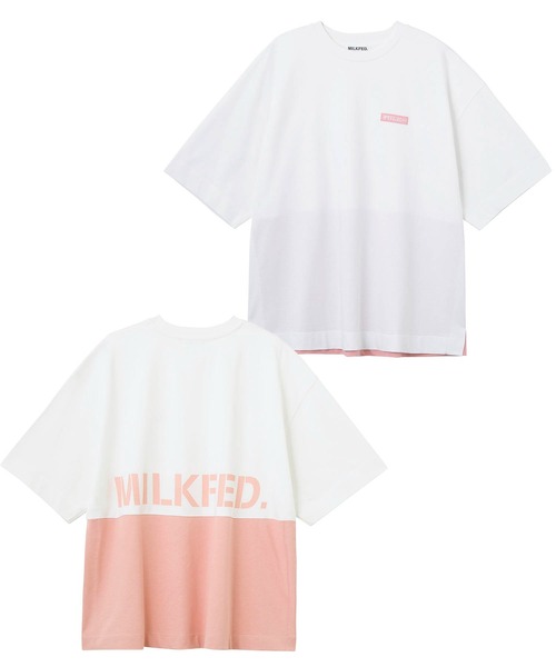 MILKFED.（ミルクフェド）の「STENCIL LOGO PANELED S/S TOP（Tシャツ/カットソー・レディース・ライトブルー/グリーン/ブラック/ライトピンク・ONE SIZE）」の4枚目の写真