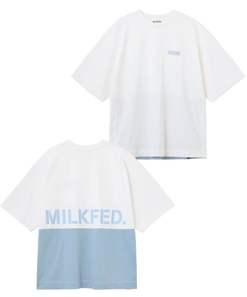 MILKFED.（ミルクフェド）の「STENCIL LOGO PANELED S/S TOP（Tシャツ/カットソー・レディース・ライトブルー/グリーン/ブラック/ライトピンク・ONE SIZE）」の3枚目の写真