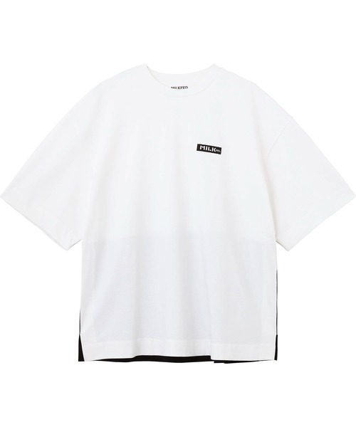 MILKFED.（ミルクフェド）の「STENCIL LOGO PANELED S/S TOP（Tシャツ/カットソー・レディース・ライトブルー/グリーン/ブラック/ライトピンク・ONE SIZE）」の8枚目の写真