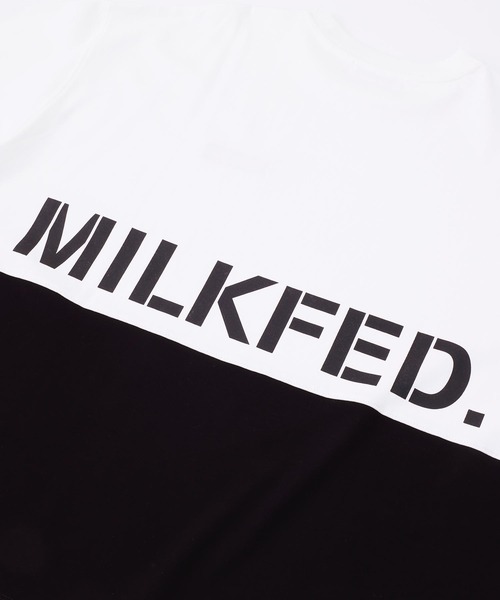MILKFED.（ミルクフェド）の「STENCIL LOGO PANELED S/S TOP（Tシャツ/カットソー・レディース・ライトブルー/グリーン/ブラック/ライトピンク・ONE SIZE）」の6枚目の写真