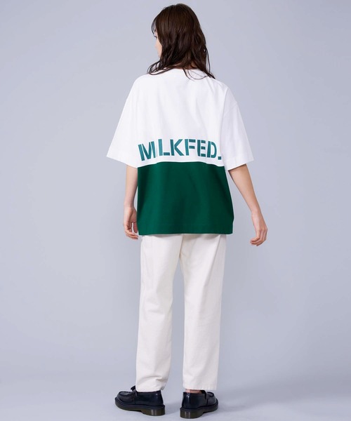 MILKFED.（ミルクフェド）の「STENCIL LOGO PANELED S/S TOP（Tシャツ/カットソー・レディース・ライトブルー/グリーン/ブラック/ライトピンク・ONE SIZE）」の13枚目の写真