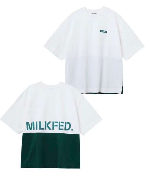 MILKFED.（ミルクフェド）の「STENCIL LOGO PANELED S/S TOP（Tシャツ/カットソー・レディース・ライトブルー/グリーン/ブラック/ライトピンク・ONE SIZE）」の17枚目の写真