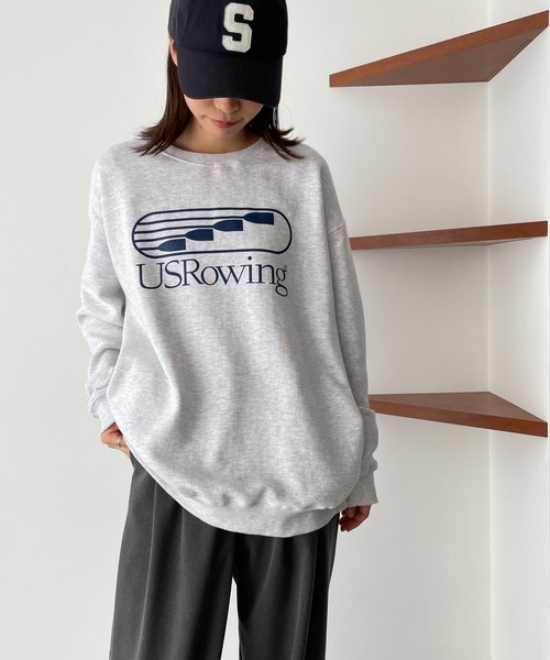 CANAL JEAN（キャナルジーン）の「El mar(エルマール) "USRowing"裏起毛トレーナー（スウェット・レディース・ライトグレー/チャコールグレー・ONE SIZE）」の2枚目の写真