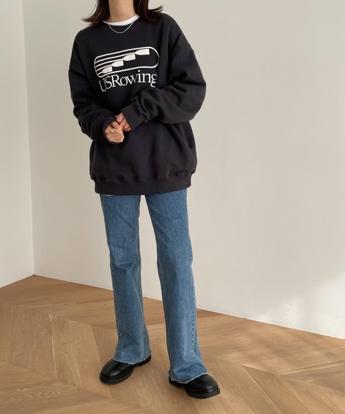 CANAL JEAN（キャナルジーン）の「El mar(エルマール) "USRowing"裏起毛トレーナー（スウェット・レディース・ライトグレー/チャコールグレー・ONE SIZE）」の5枚目の写真