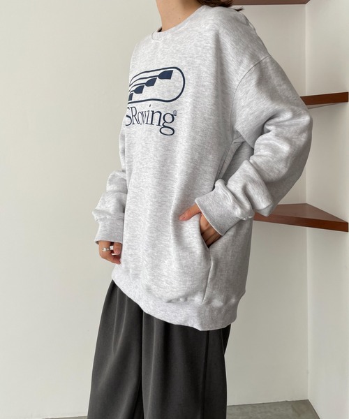 CANAL JEAN（キャナルジーン）の「El mar(エルマール) "USRowing"裏起毛トレーナー（スウェット・レディース・ライトグレー/チャコールグレー・ONE SIZE）」の6枚目の写真