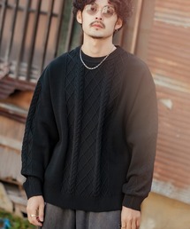 【improves】オーバーサイズ ケーブル編み フィッシャーマンズニット