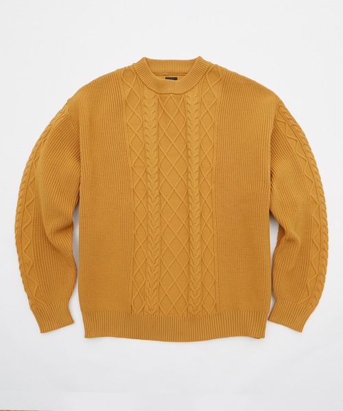improves（インプローブス）の「【improves】オーバーサイズ ケーブル編み フィッシャーマンズニット（ニット/セーター・メンズ・グレイッシュブルー/マスタード/ブラック/ホワイト/グリーン・MEDIUM/LARGE）」の22枚目の写真