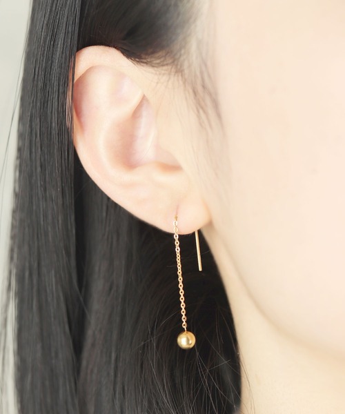 calmila(カルミラ)の「【3WAY】金属アレルギー対応チェーンボールピアス(ピアス(両耳用)・レディース・ゴールド・FREE)」の2枚目の写真