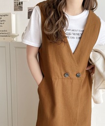 1枚でこなれレディ。麻混ワイドオールインワン