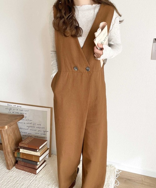 アルページュストーリー/ワイドサロペット/オールインワン/キャメル/麻/リネン classicalelf（クラシカルエルフ）の「1枚でこなれレディ。麻混