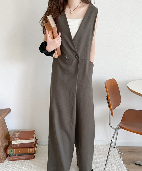 classicalelf（クラシカルエルフ）の「1枚でこなれレディ。麻混ワイドオールインワン（サロペット/オーバーオール・レディース・キャメル/カーキ/アイボリー/チャコールグレー・LARGE/MEDIUM/SMALL/X-LARGE）」の18枚目の写真