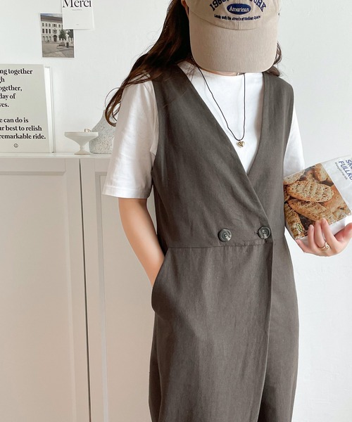 classicalelf（クラシカルエルフ）の「1枚でこなれレディ。麻混ワイドオールインワン（サロペット/オーバーオール・レディース・キャメル/カーキ/アイボリー/チャコールグレー・LARGE/MEDIUM/SMALL/X-LARGE）」の19枚目の写真