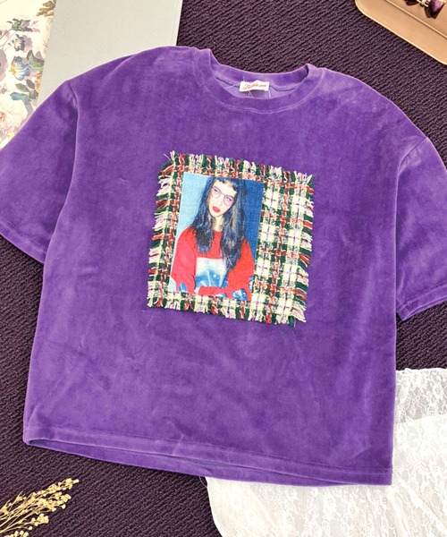 SPIGA(スピーガ)の「転写プリントベロアBigT(Tシャツ/カットソー・レディース・ピンク/パープル/ブラック・FREE)」の3枚目の写真