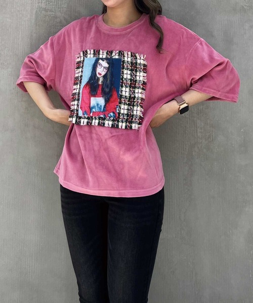 SPIGA(スピーガ)の「転写プリントベロアBigT(Tシャツ/カットソー・レディース・ピンク/パープル/ブラック・FREE)」の12枚目の写真