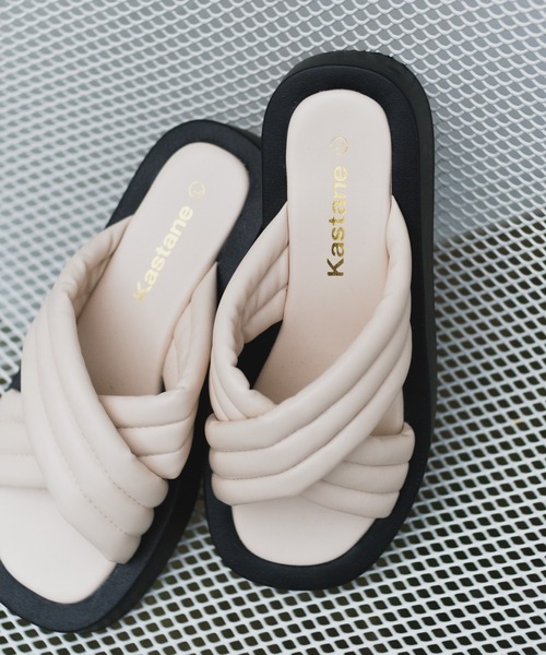 Kastane（カスタネ）の「【2023SSカタログ掲載アイテム】パデッドクロスサンダル（サンダル・レディース・アイボリー/ブラック・S/M/L）」の14枚目の写真