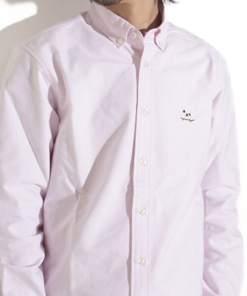 GLOSTER（グロスター）の「【GLOSTER/グロスター】フレンチブルドッグ刺繍 ボタンダウンシャツ ワンポイント刺繍（シャツ/ブラウス・メンズ・ピンク/ホワイト/ブルー系その他/ホワイト系その他・S/M/L）」の6枚目の写真